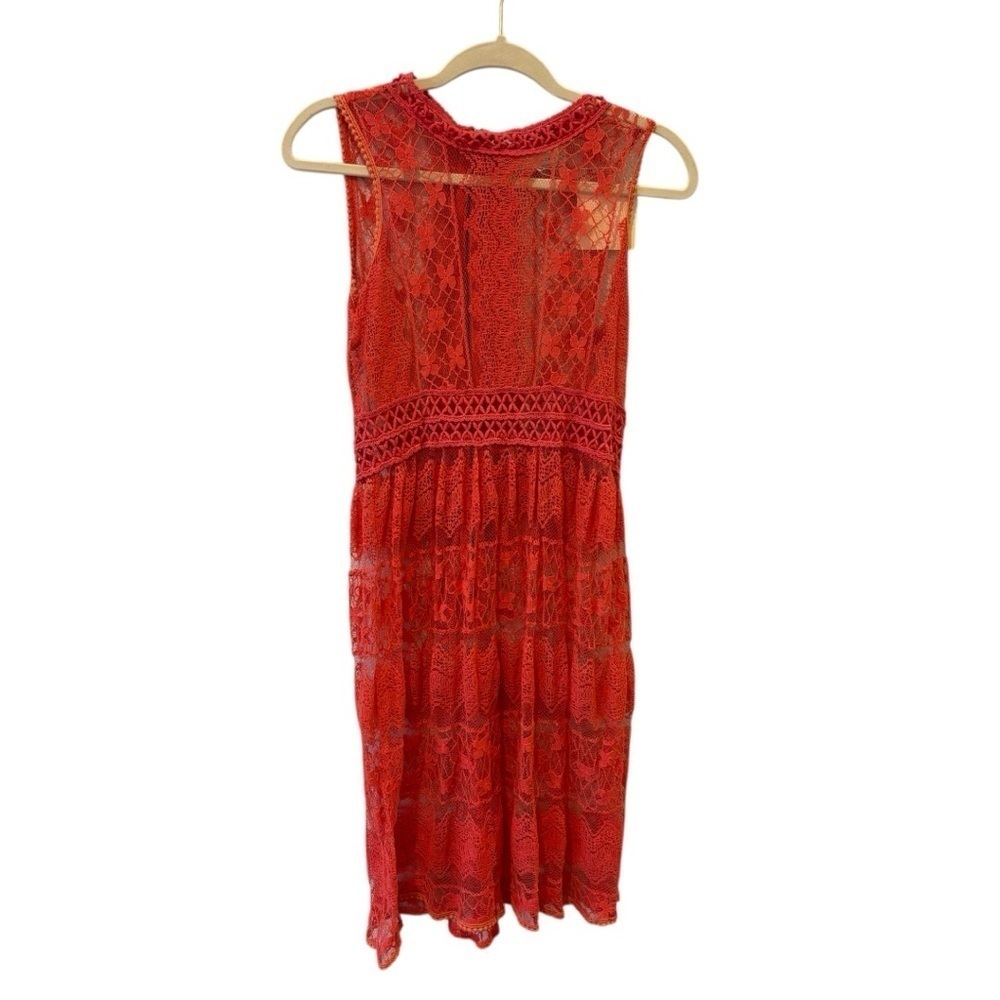 Anthropologie A’reve Red Lace and Crochet Bohemian Dress NWT